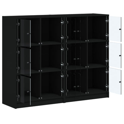 Libreria con Ante Nera 136x37x109 cm in Legno Multistrato - homemem39