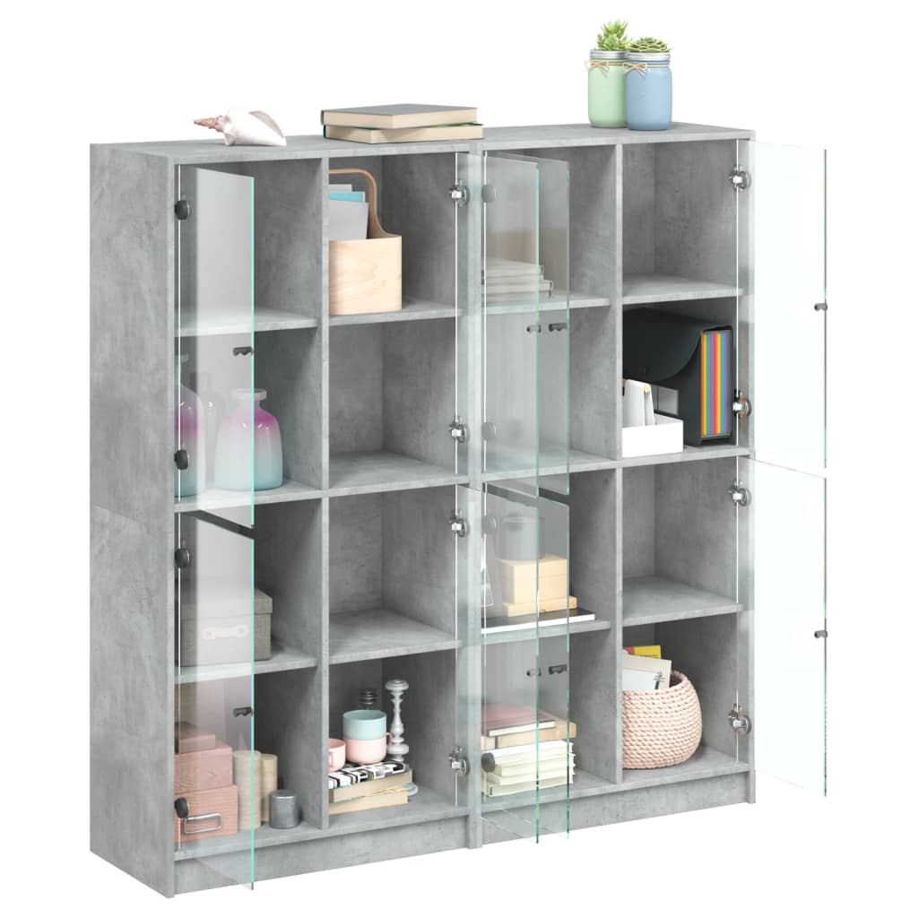 Libreria Ante Grigio Cemento 136x37x142 cm in Legno Multistrato - homemem39