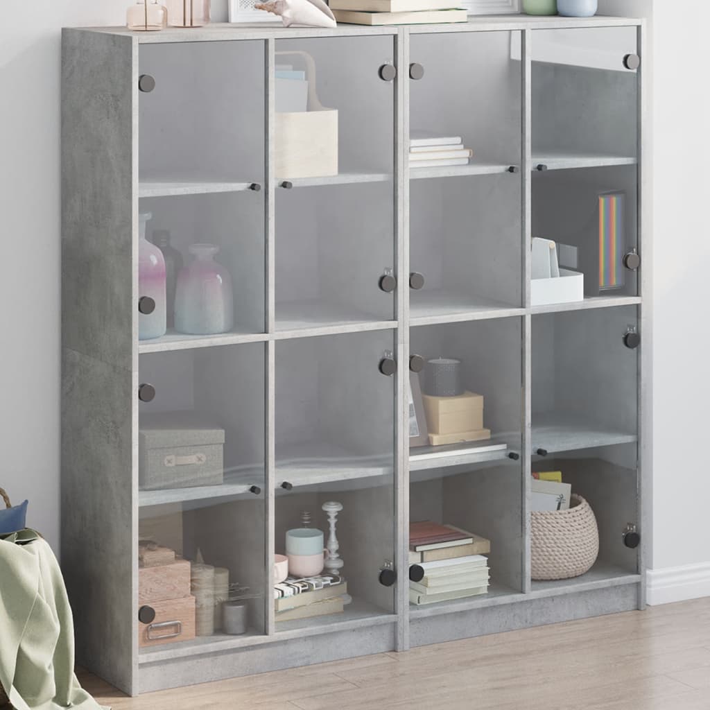 Libreria Ante Grigio Cemento 136x37x142 cm in Legno Multistrato - homemem39