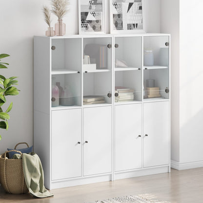 Libreria con Ante Bianca 136x37x142 cm in Legno Multistrato - homemem39