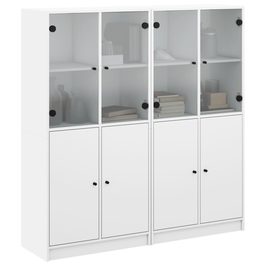 Libreria con Ante Bianca 136x37x142 cm in Legno Multistrato - homemem39