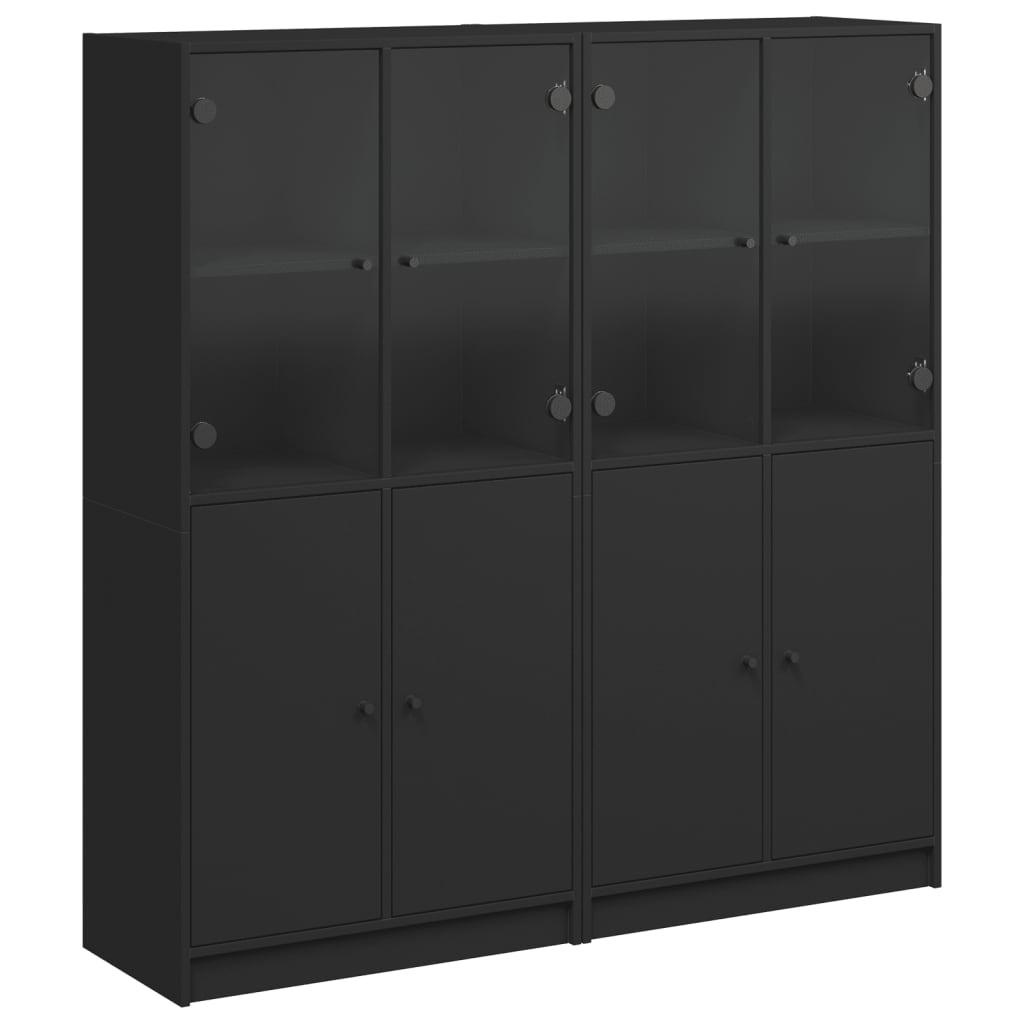 Libreria con Ante Nera 136x37x142 cm in Legno Multistrato - homemem39