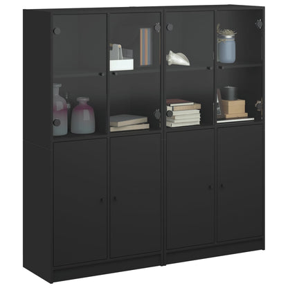 Libreria con Ante Nera 136x37x142 cm in Legno Multistrato - homemem39