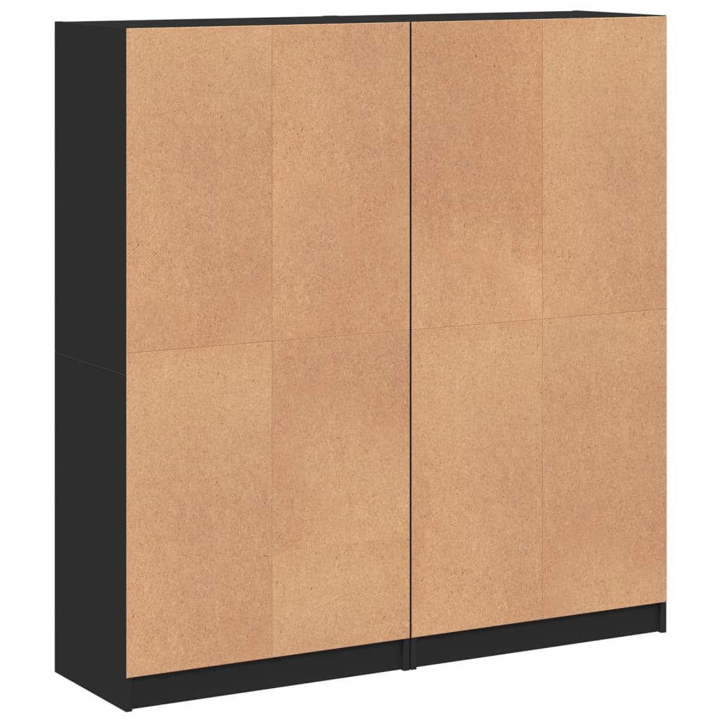 Libreria con Ante Nera 136x37x142 cm in Legno Multistrato - homemem39