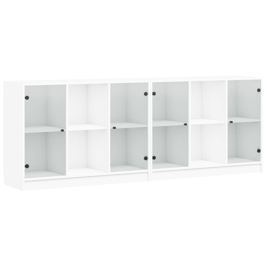 Libreria con Ante Bianca 204x37x75 cm in Legno Multistrato - homemem39