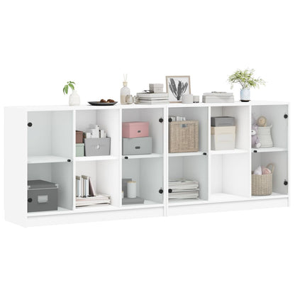 Libreria con Ante Bianca 204x37x75 cm in Legno Multistrato - homemem39