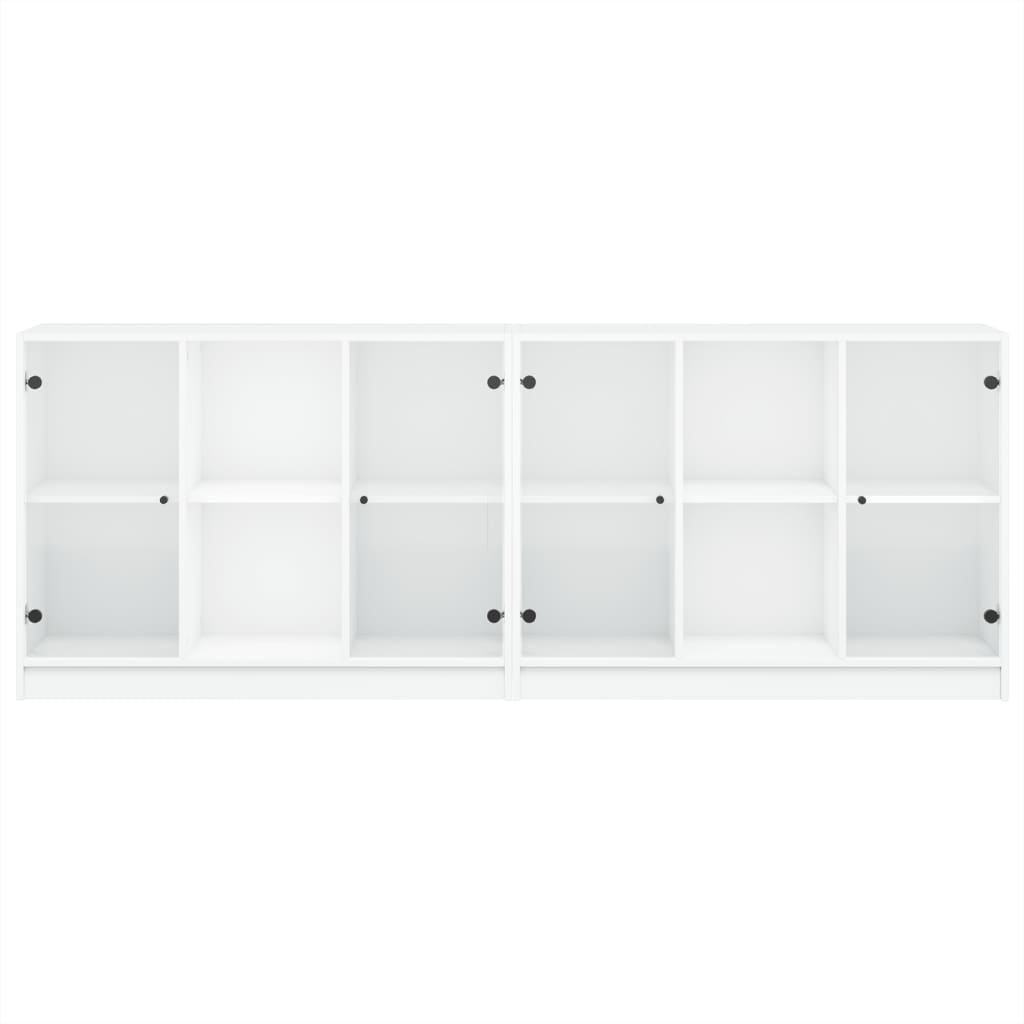 Libreria con Ante Bianca 204x37x75 cm in Legno Multistrato - homemem39