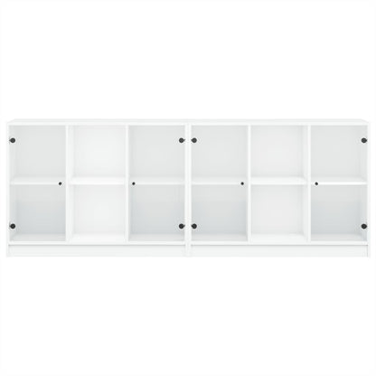 Libreria con Ante Bianca 204x37x75 cm in Legno Multistrato - homemem39