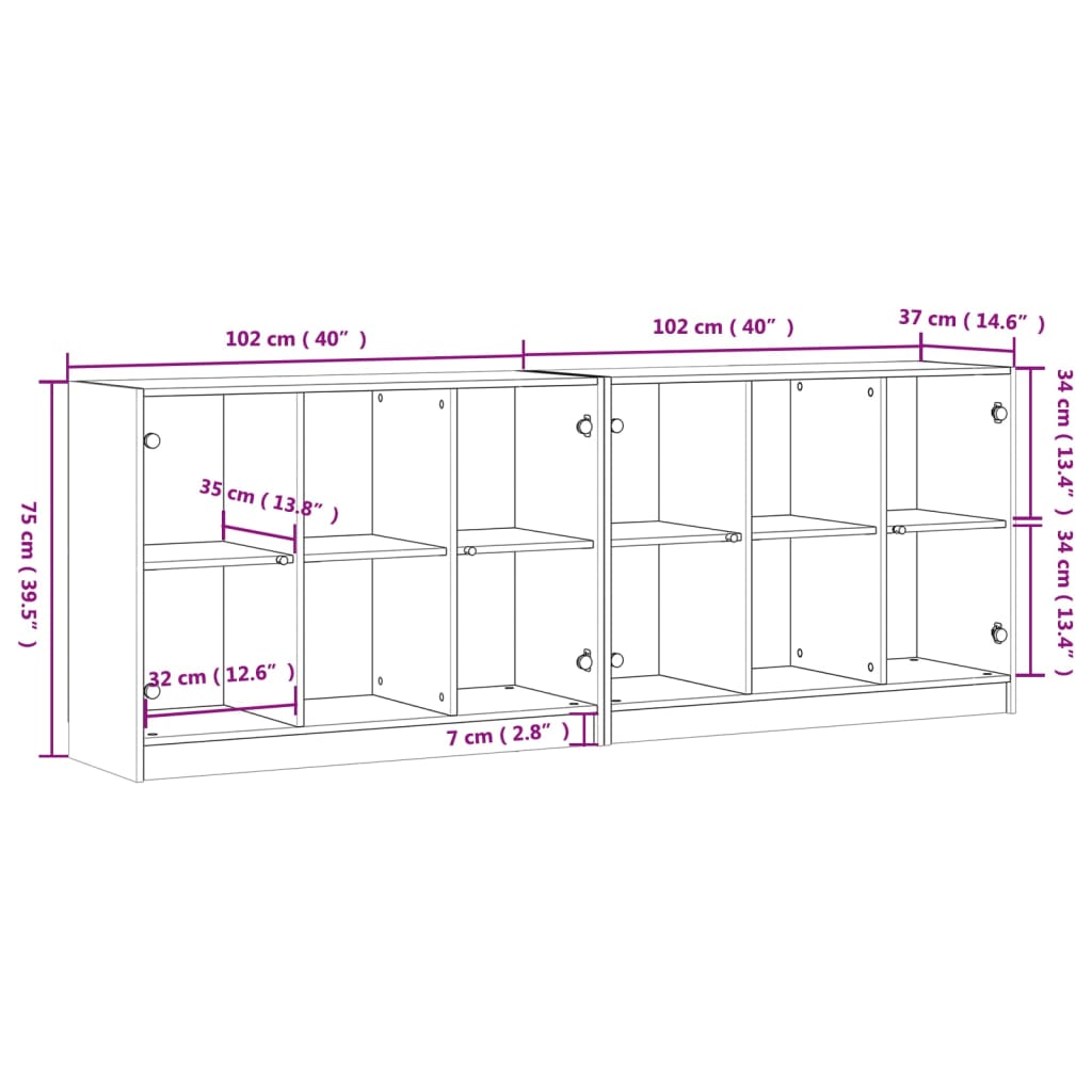 Libreria con Ante Bianca 204x37x75 cm in Legno Multistrato - homemem39