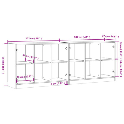 Libreria con Ante Nera 204x37x75 cm in Legno Multistrato - homemem39