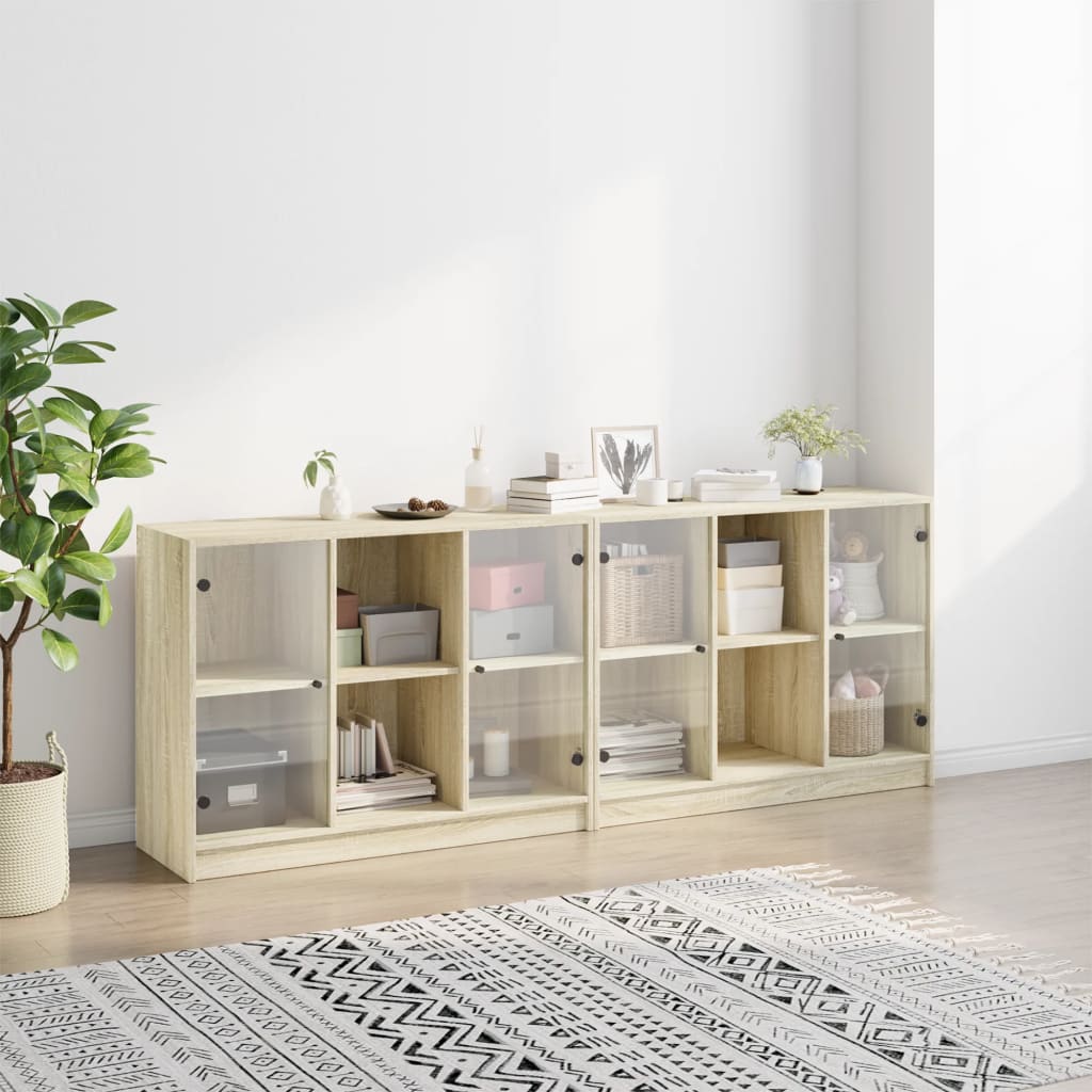 Libreria con Ante Rovere Sonoma 204x37x75 cm Legno Multistrato - homemem39