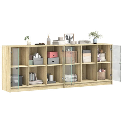 Libreria con Ante Rovere Sonoma 204x37x75 cm Legno Multistrato - homemem39