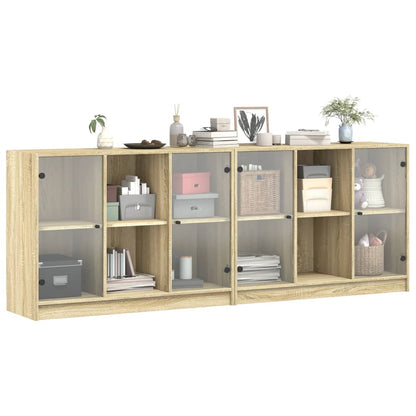 Libreria con Ante Rovere Sonoma 204x37x75 cm Legno Multistrato - homemem39