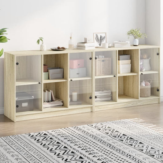 Libreria con Ante Rovere Sonoma 204x37x75 cm Legno Multistrato - homemem39