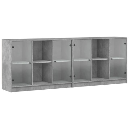 Libreria con Ante Grigio Cemento 204x37x75 cm Legno Multistrato - homemem39