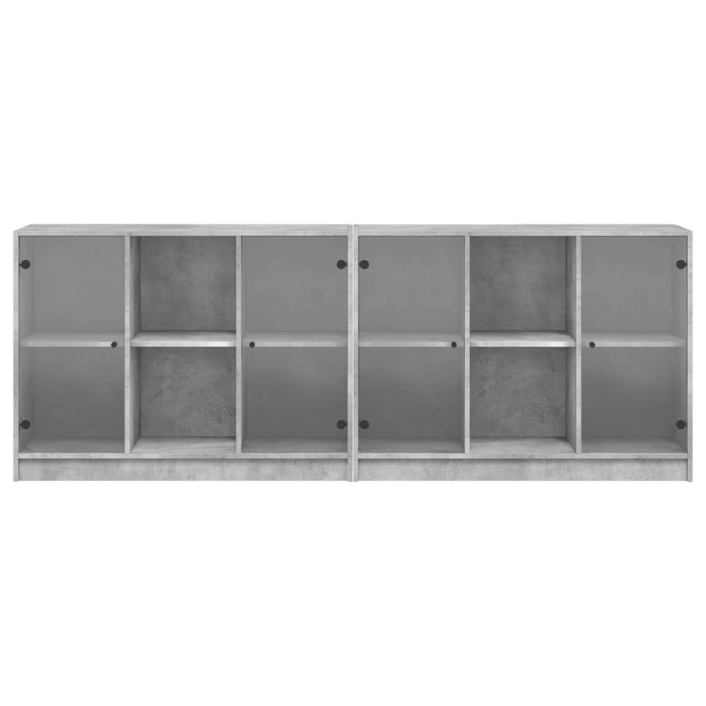 Libreria con Ante Grigio Cemento 204x37x75 cm Legno Multistrato - homemem39