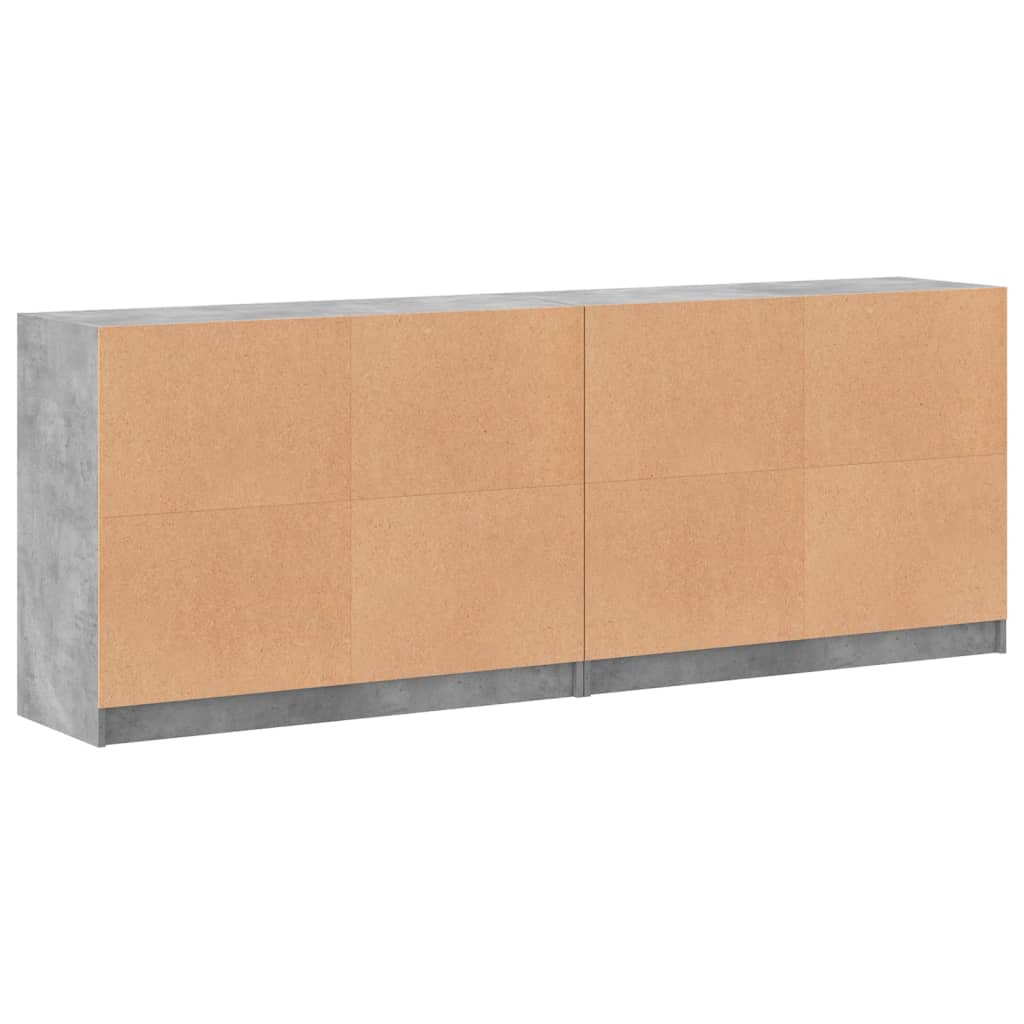 Libreria con Ante Grigio Cemento 204x37x75 cm Legno Multistrato - homemem39