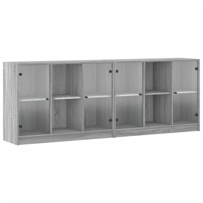 Libreria con Ante Grigio Sonoma 204x37x75 cm Legno Multistrato - homemem39