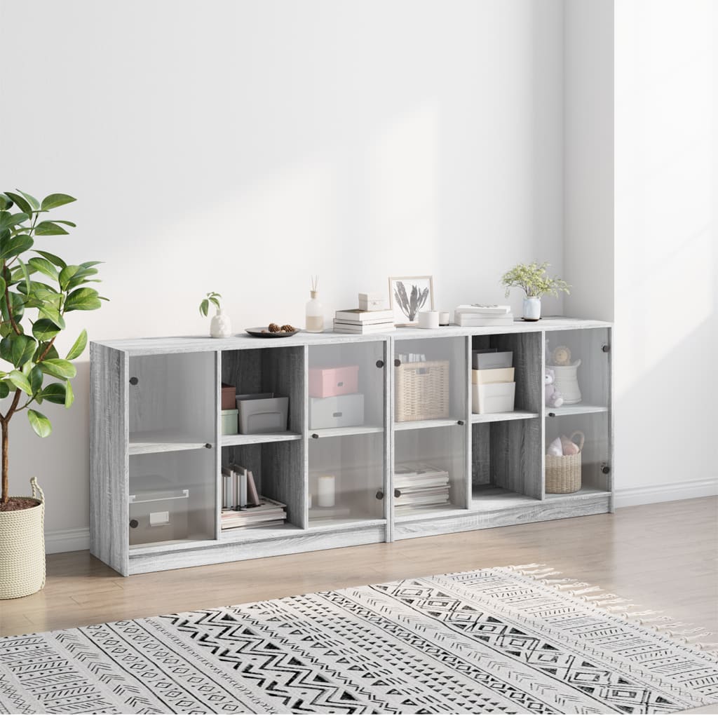 Libreria con Ante Grigio Sonoma 204x37x75 cm Legno Multistrato - homemem39