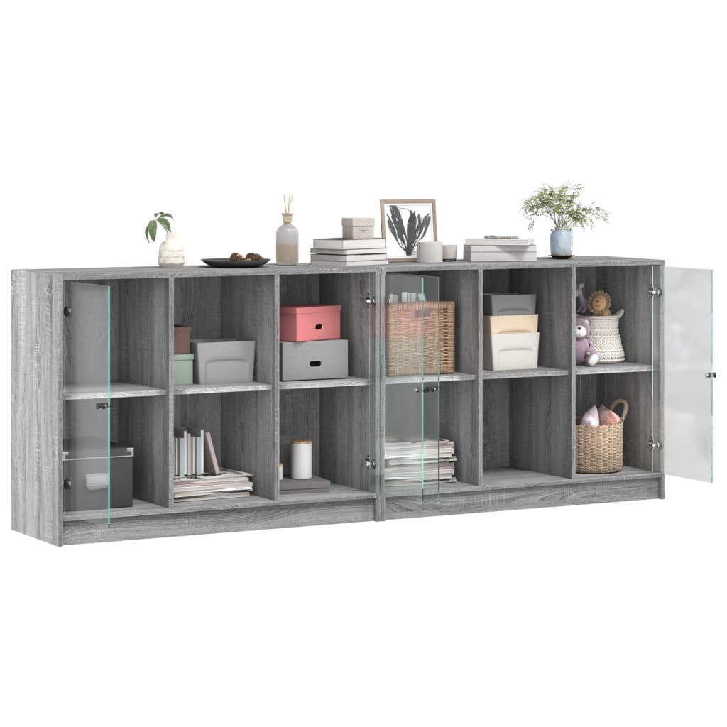 Libreria con Ante Grigio Sonoma 204x37x75 cm Legno Multistrato - homemem39