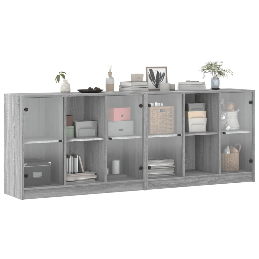 Libreria con Ante Grigio Sonoma 204x37x75 cm Legno Multistrato - homemem39