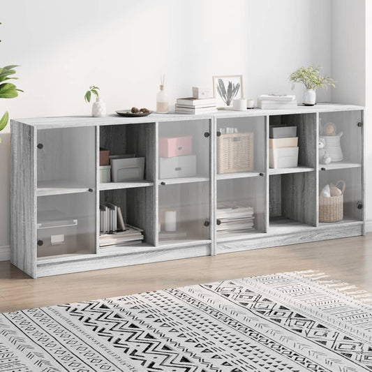 Libreria con Ante Grigio Sonoma 204x37x75 cm Legno Multistrato - homemem39