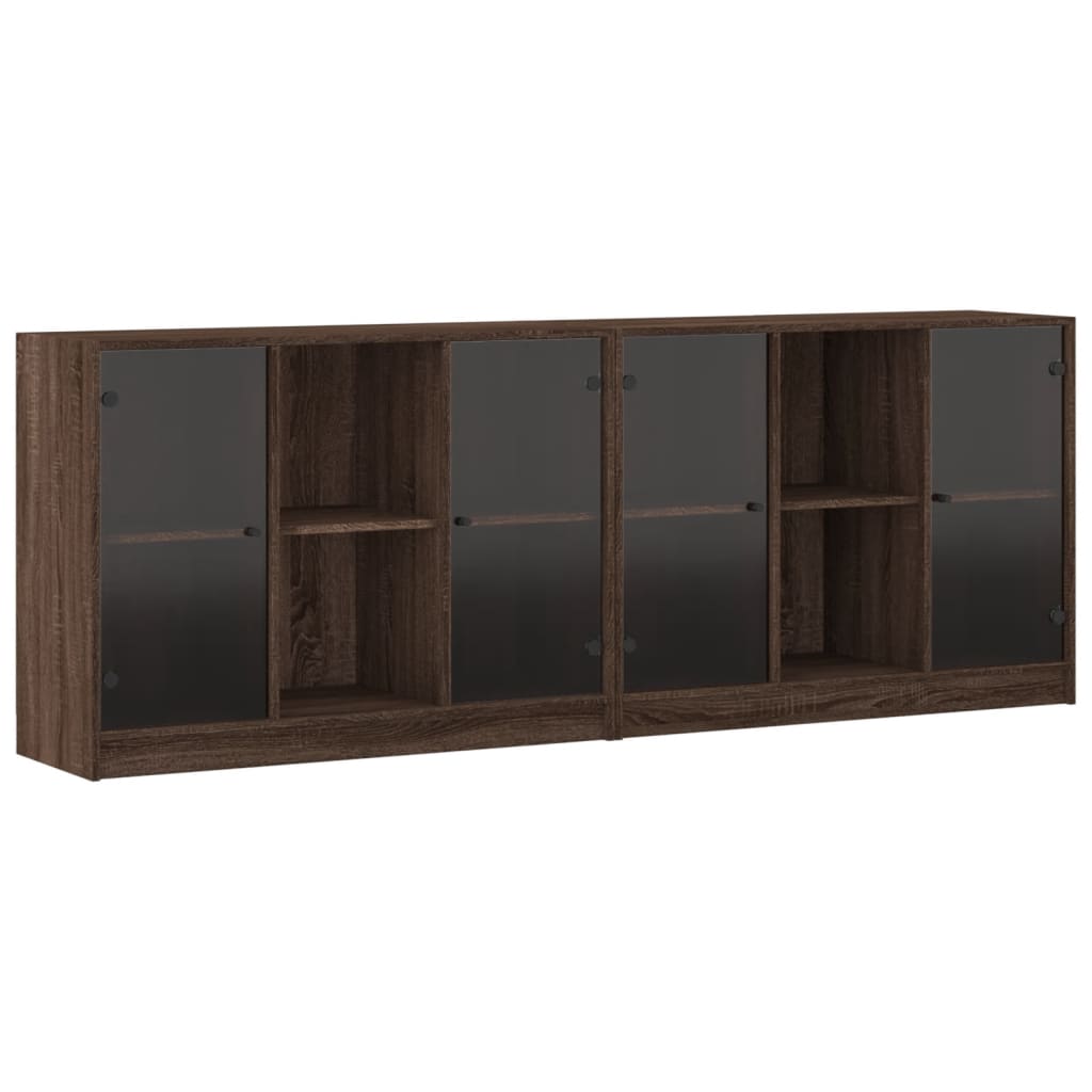 Libreria con Ante Rovere Marrone 204x37x75 cm Legno Multistrato - homemem39