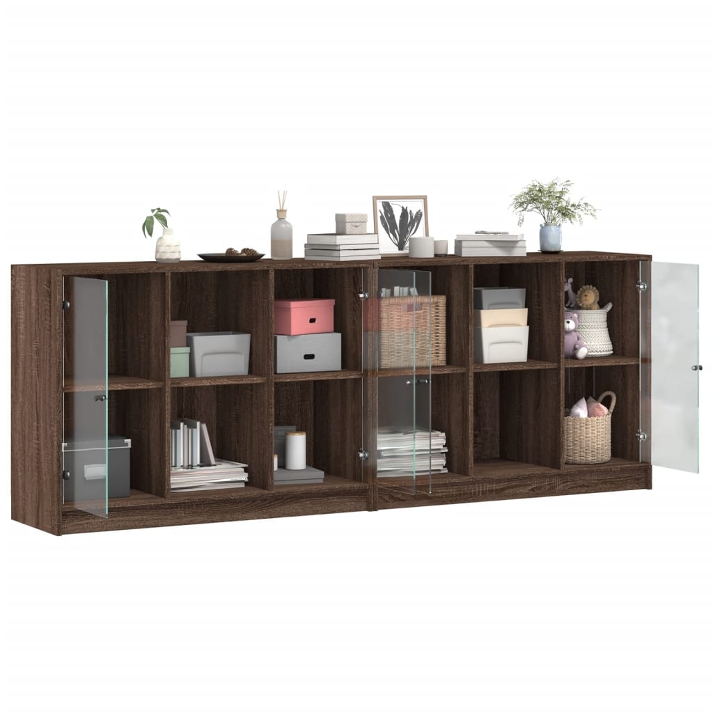 Libreria con Ante Rovere Marrone 204x37x75 cm Legno Multistrato - homemem39