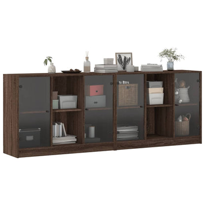 Libreria con Ante Rovere Marrone 204x37x75 cm Legno Multistrato - homemem39