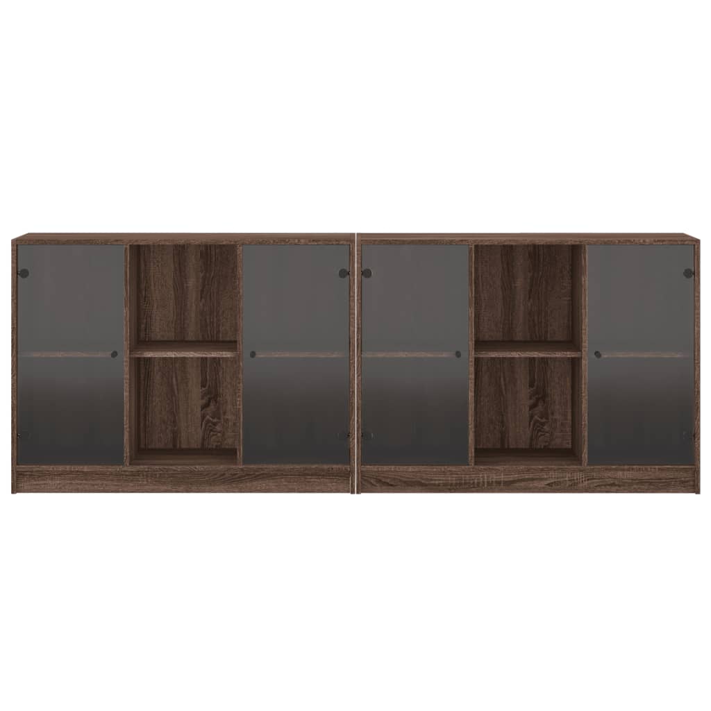 Libreria con Ante Rovere Marrone 204x37x75 cm Legno Multistrato - homemem39