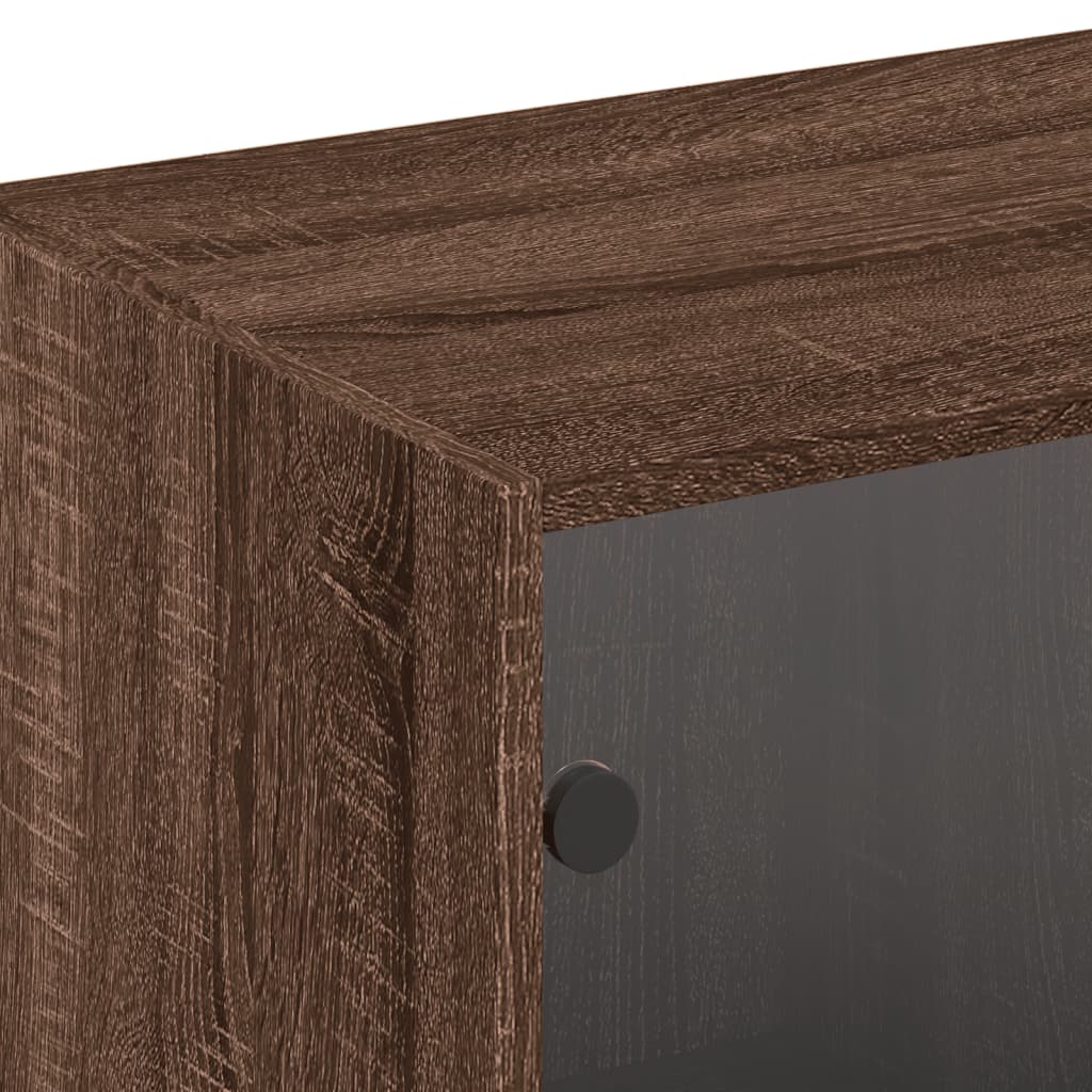 Libreria con Ante Rovere Marrone 204x37x75 cm Legno Multistrato - homemem39