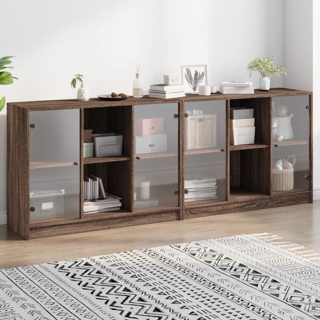 Libreria con Ante Rovere Marrone 204x37x75 cm Legno Multistrato - homemem39