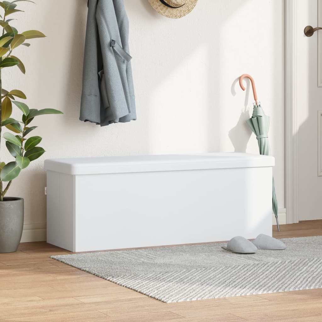 Panca Portaoggetti Pieghevole Bianca in PVC | homemem39