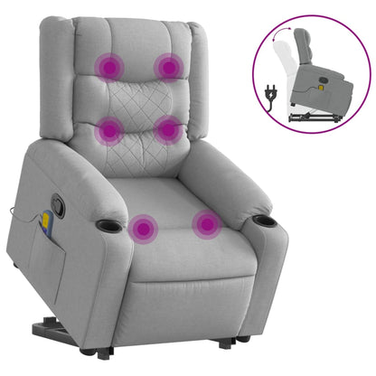 Poltrona Alzapersona Massaggi Reclinabile Grigio Chiaro Tessuto | homemem39