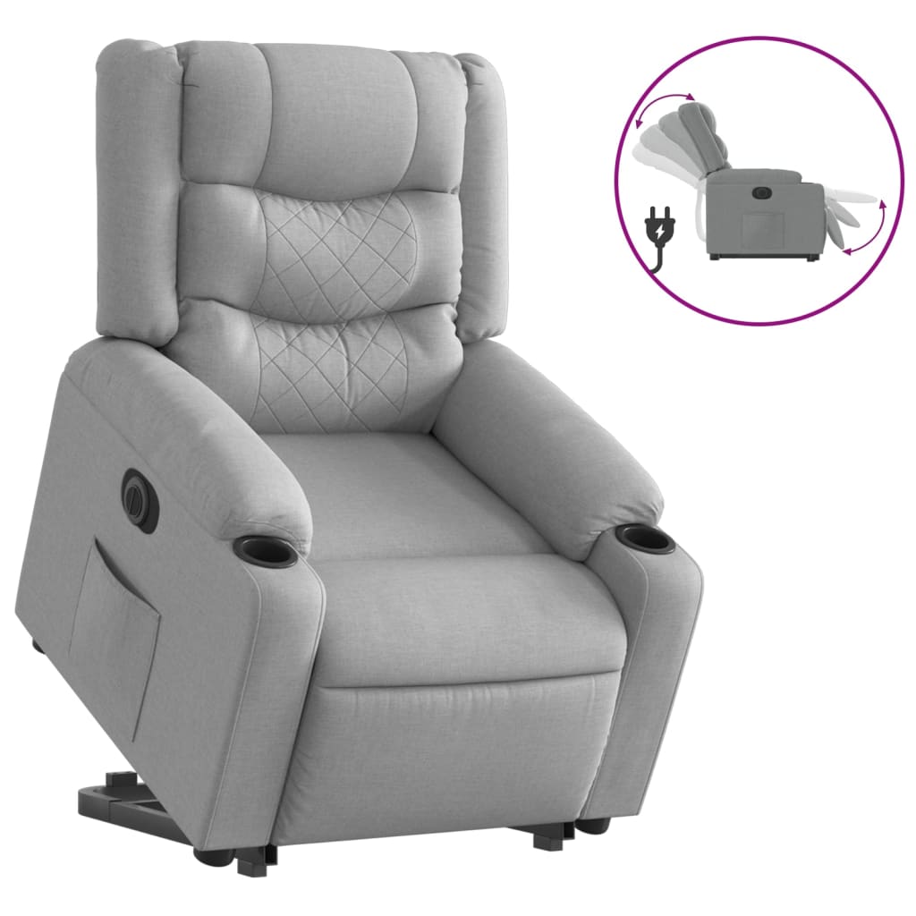 Poltrona Reclinante Alzapersona Elettrica Grigio Chiaro Tessuto | homemem39
