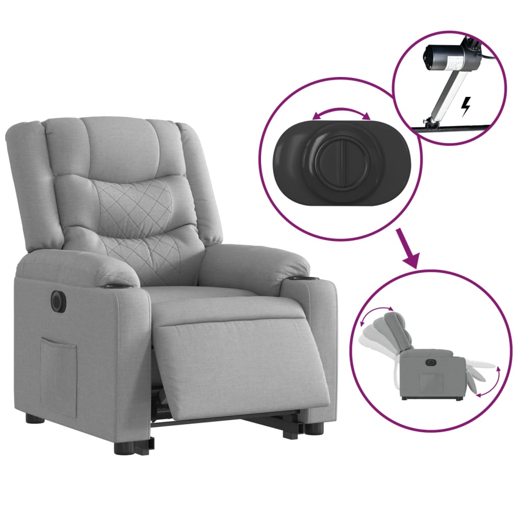 Poltrona Reclinante Alzapersona Elettrica Grigio Chiaro Tessuto | homemem39