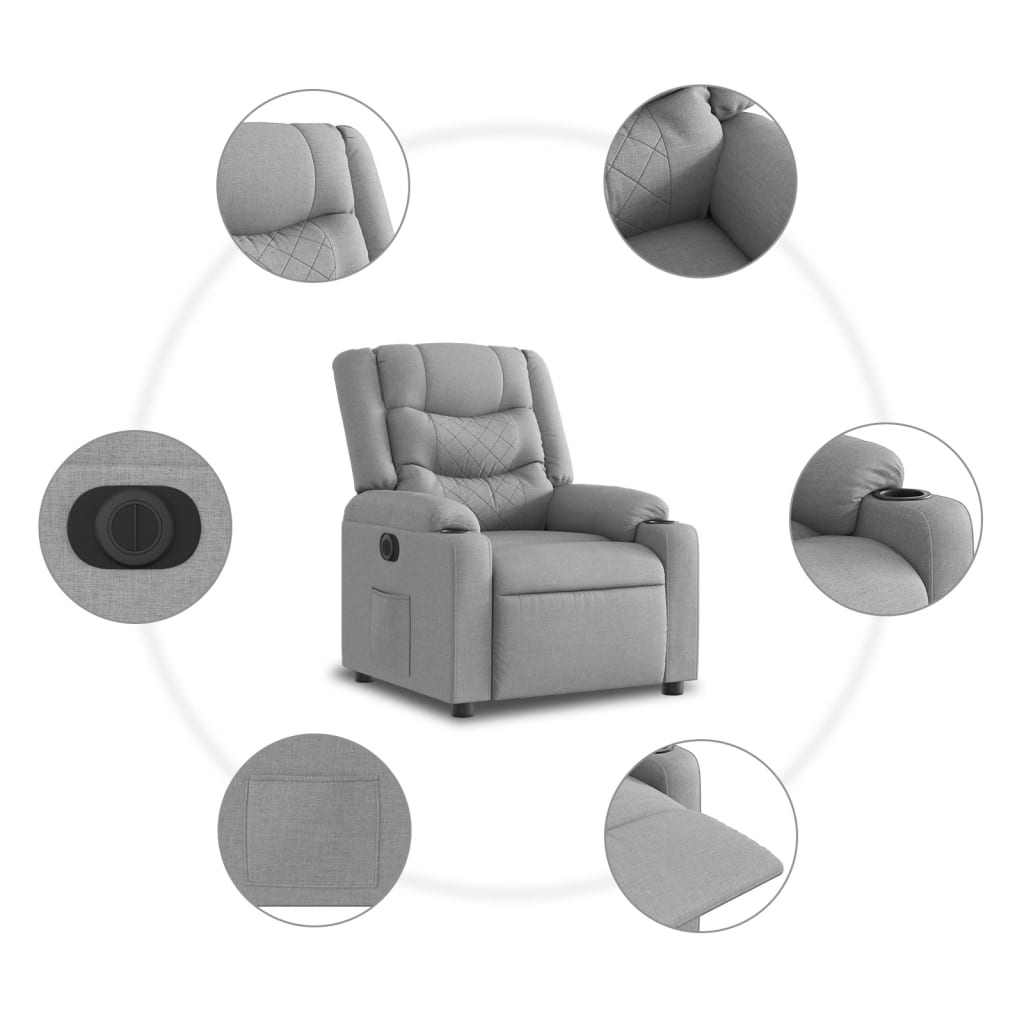 Poltrona Reclinante Alzapersona Elettrica Grigio Chiaro Tessuto | homemem39