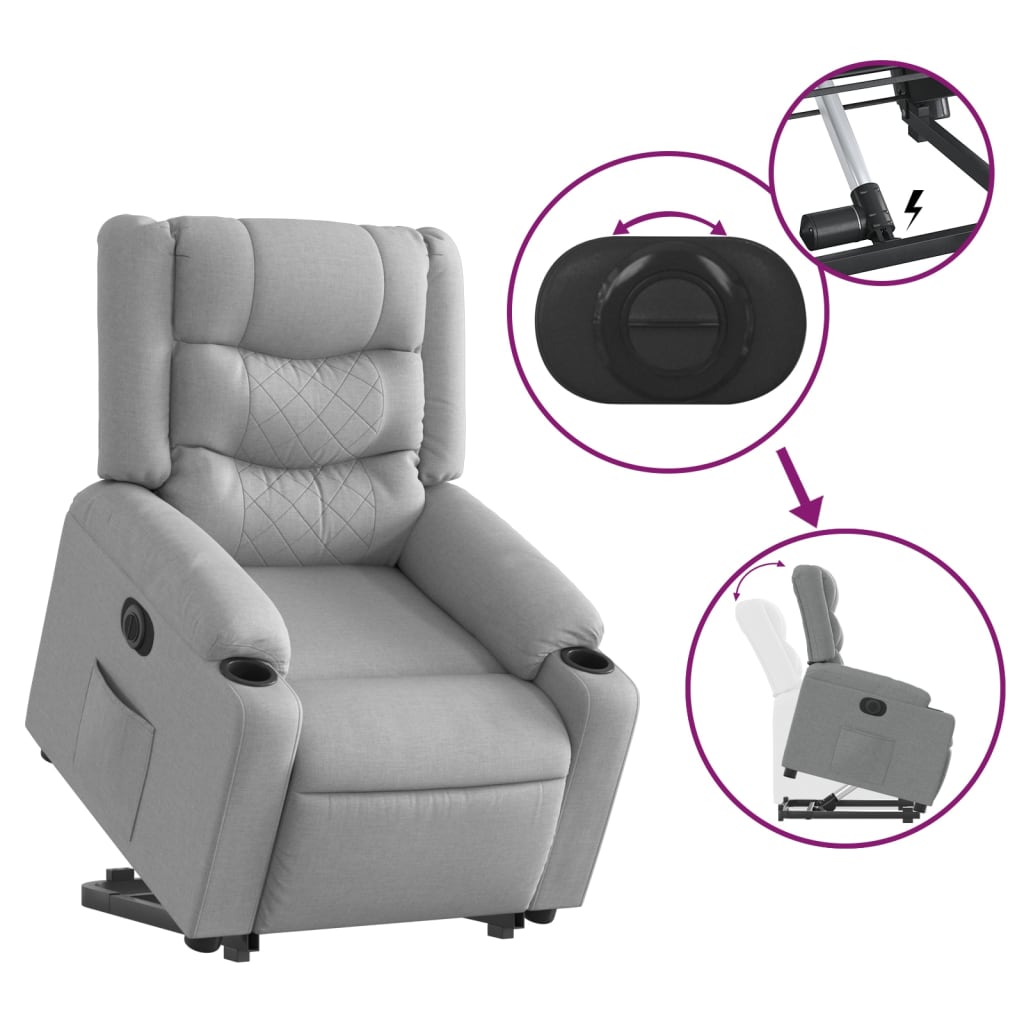 Poltrona Reclinante Alzapersona Elettrica Grigio Chiaro Tessuto | homemem39