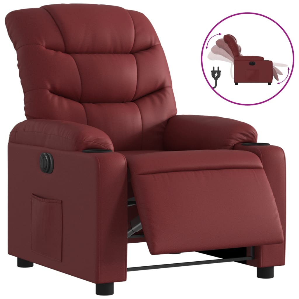 Poltrona Reclinabile Elettrica Rosso Vino in Similpelle | homemem39