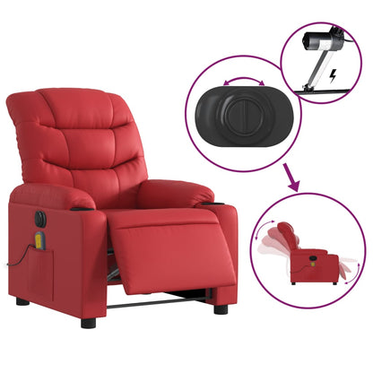 Poltrona Massaggio Elettrica Reclinabile Rosso Similpelle | homemem39
