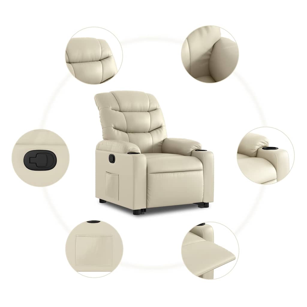 Poltrona Alzapersona Reclinabile Crema in Similpelle | homemem39