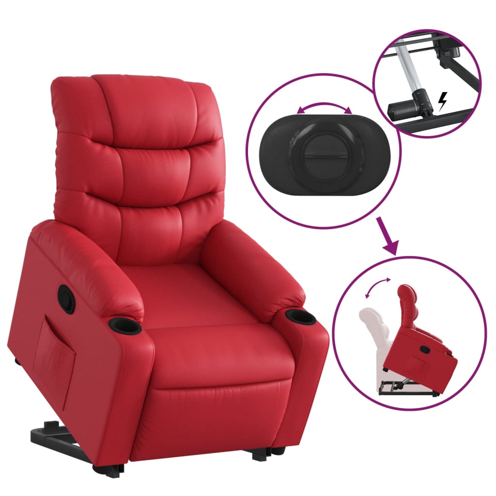 Poltrona Alzapersona Reclinabile Rosso in Similpelle | homemem39