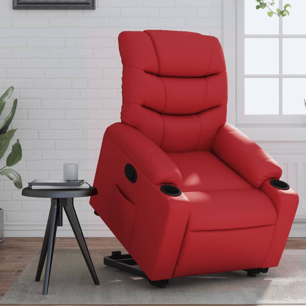 Poltrona Alzapersona Reclinabile Rosso in Similpelle | homemem39