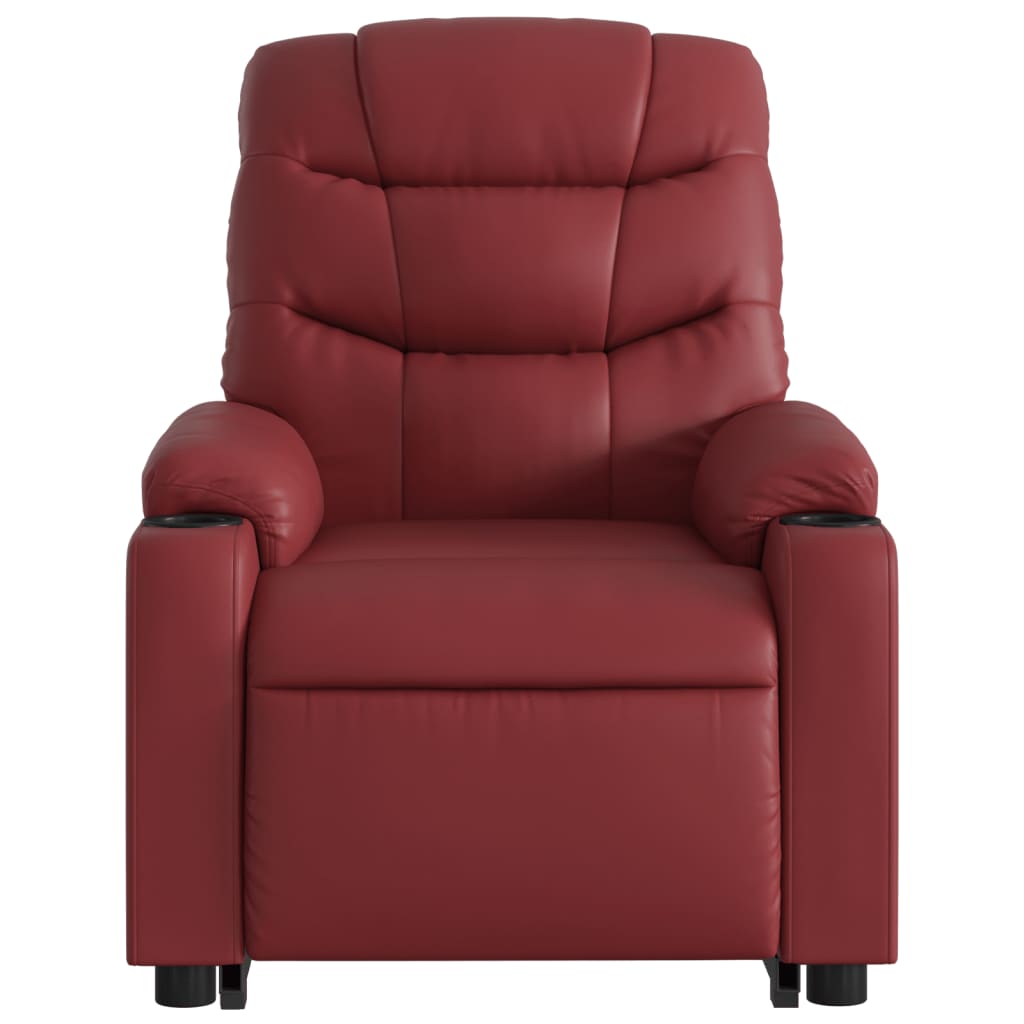 Poltrona Alzapersone Massaggi Reclinabile Rosso Vino Similpelle | homemem39