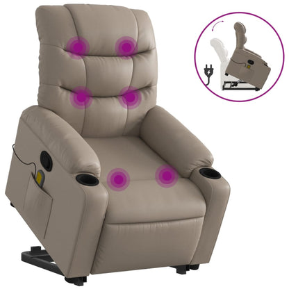 Poltrona Alzapersone Massaggi Reclinabile Cappuccino Similpelle | homemem39