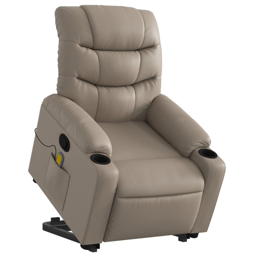 Poltrona Alzapersone Massaggi Reclinabile Cappuccino Similpelle | homemem39