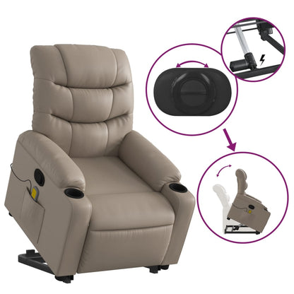 Poltrona Alzapersone Massaggi Reclinabile Cappuccino Similpelle | homemem39