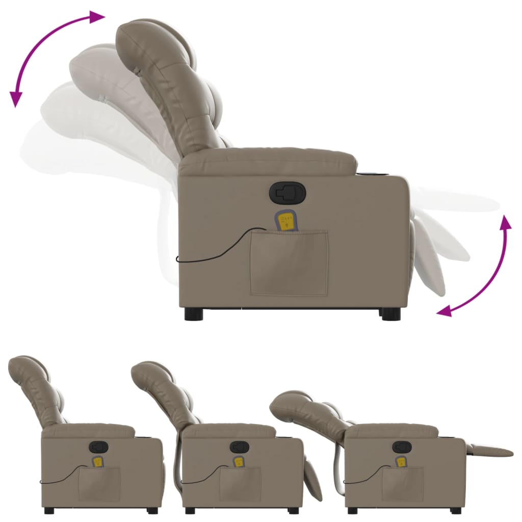 Poltrona Alzapersone Massaggi Reclinabile Cappuccino Similpelle | homemem39