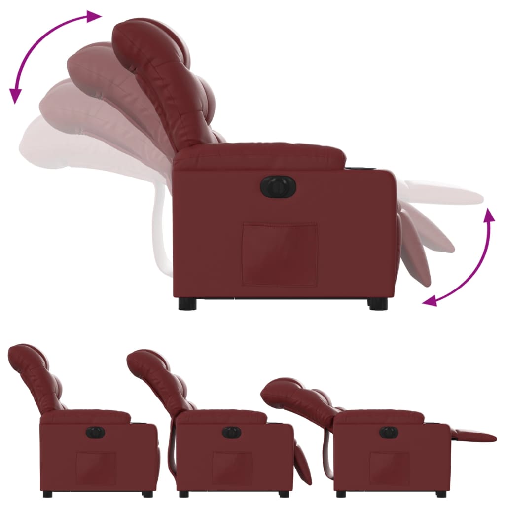 Poltrona Alzapersona Reclinabile Rosso Vino in Similpelle | homemem39