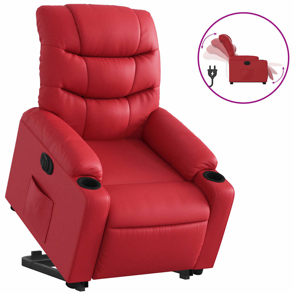 Poltrona Alzapersona Reclinabile Elettrica Rossa in Similpelle | homemem39